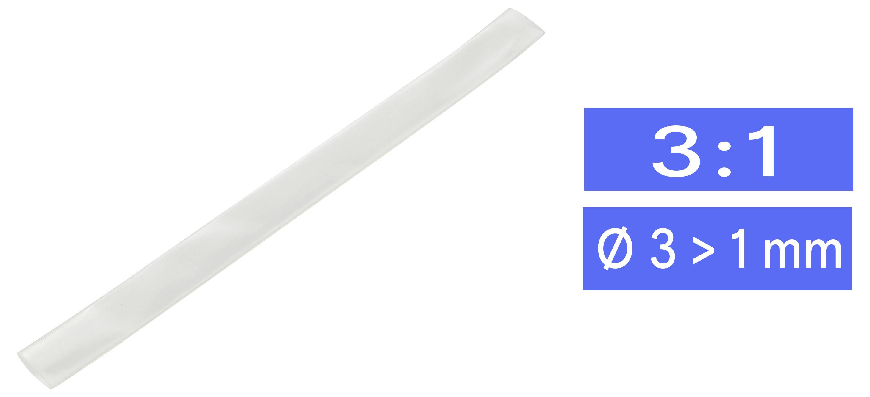 TRU COMPONENTS 1564566 Gaine thermorétractable sans colle transparent(e) 3 mm 1 mm Taux de retreint:3:1 Marchandise vend-0