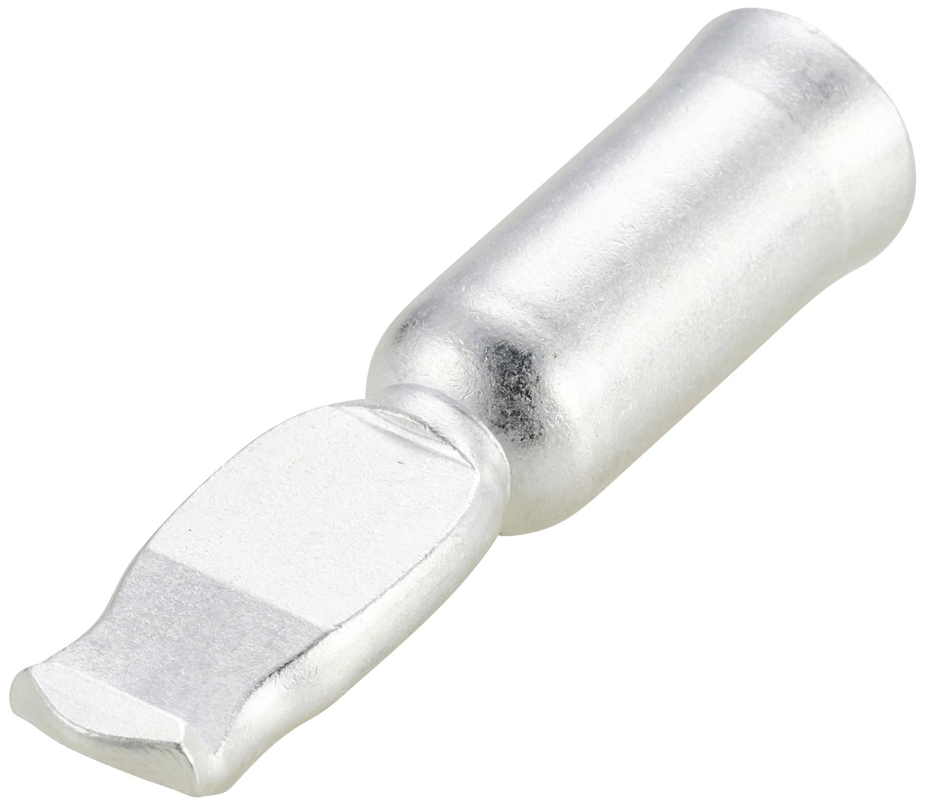 Un cosses de câble argenté à embout plat, utilisé pour connecter des câbles électriques.