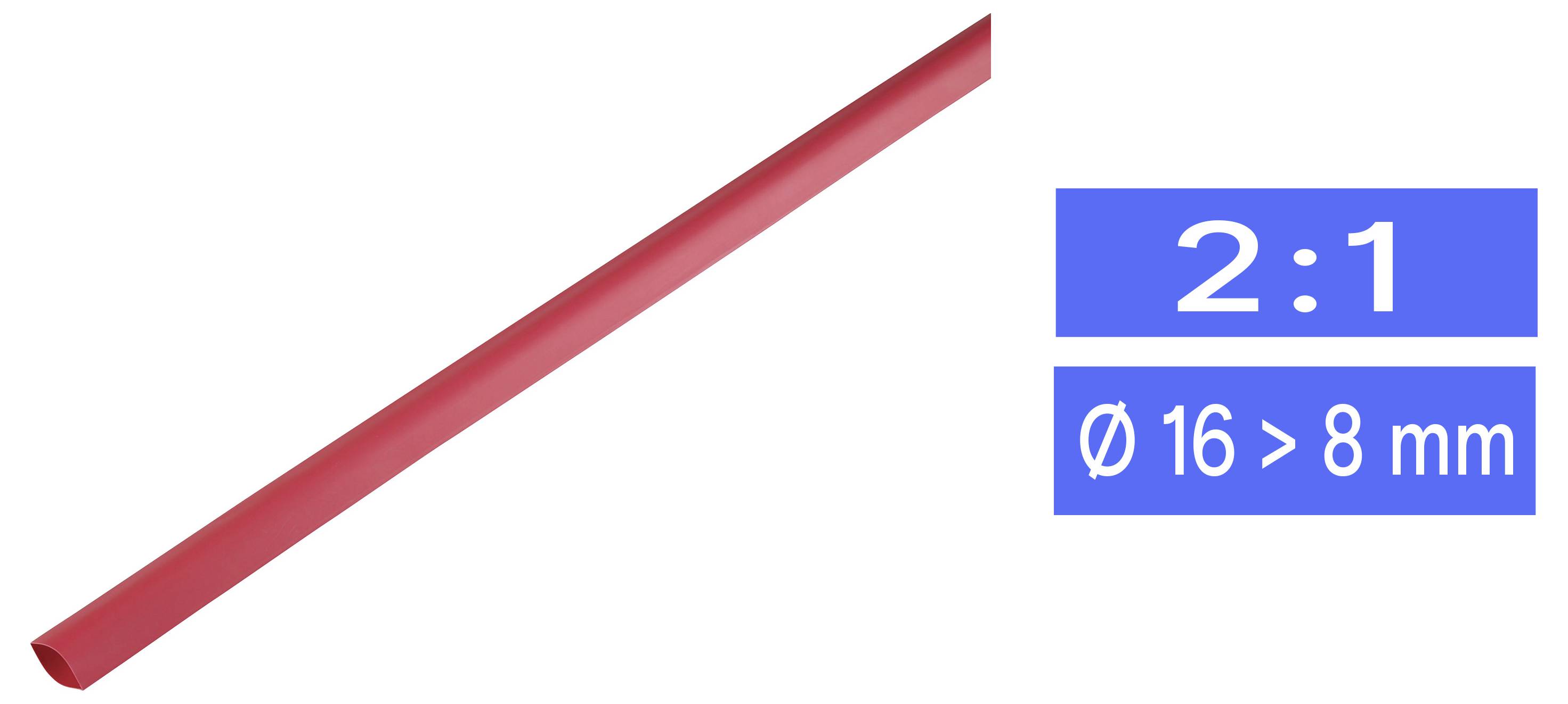 Gaine thermorétractable sans colle 2:1 TRU COMPONENTS 1225452 rouge Ø intérieur nominal (avant réduction): 16.70 mm Marchandise vendue au mètre