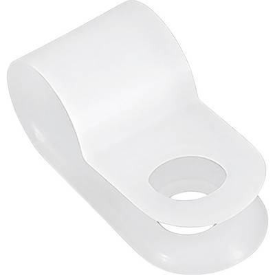Charnière ou support de montage de siège de toilettes en plastique blanc avec un trou circulaire, présenté sur un fond uni.