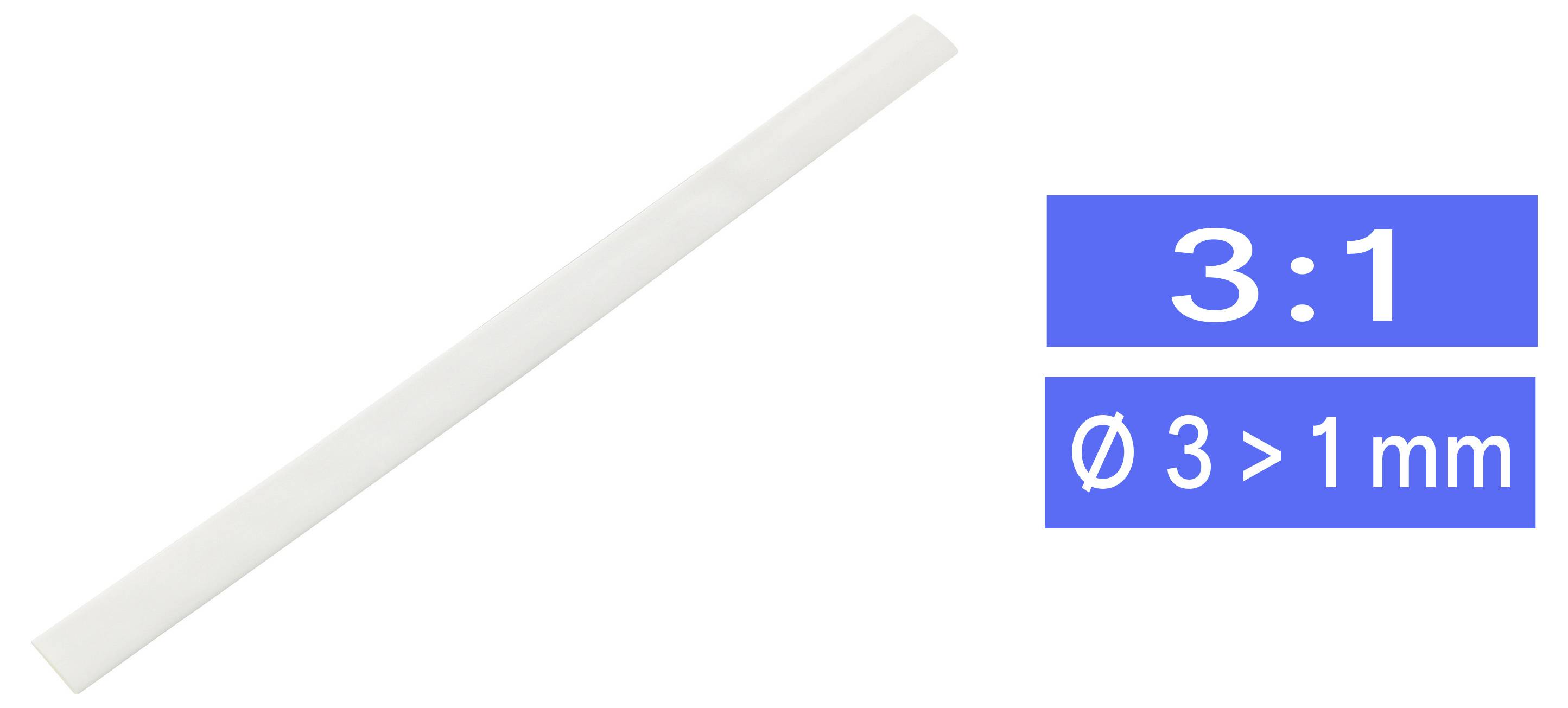 TRU COMPONENTS 1571487 Gaine thermorétractable sans colle blanc 3 mm 1 mm Taux de retreint:3:1 Marchandise vendue au mèt-0