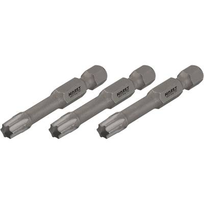 Trois embouts de tournevis Torx en métal alignés, utilisés pour des vissages précis dans des applications mécaniques ou artisanales.