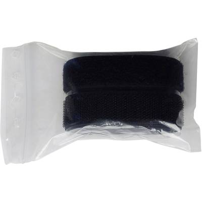 Deux fermetures à scratch noires dans un sachet en plastique transparent.