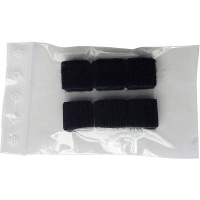 Six fermetures auto-agrippantes noires dans un sac en plastique transparent.