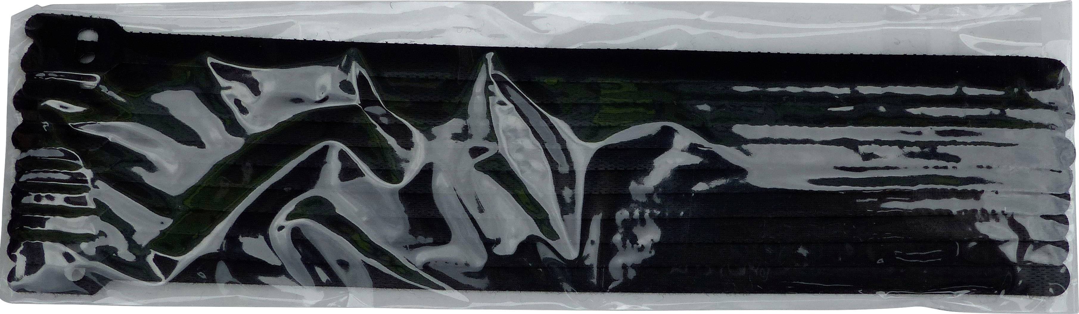 Un lot de colliers de serrage noirs dans un emballage en plastique transparent.