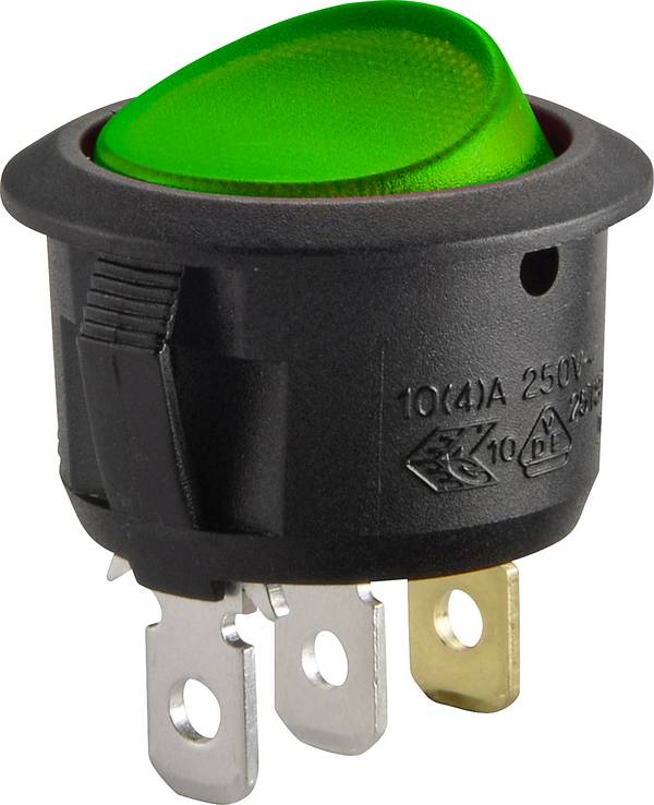 TRU COMPONENTS TC-R13-208B-02 Interrupteur à bascule 12 V/DC 20 A 1 x Off/On Couleur d'éclairage (ampoule LED): vert à accrochage 1 pc(s)