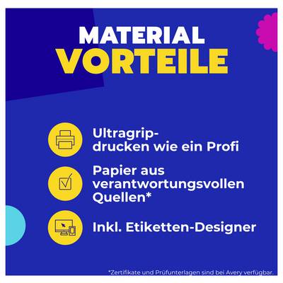 Emballage d'étiquettes universelles Avery Zweckform. Contient 120 étiquettes, format 97 x 42,3 mm. Idéal pour des applications polyvalentes.