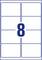 Le chiffre '8' est au centre de l'image sur un fond blanc avec une bordure bleue et des champs divisés.