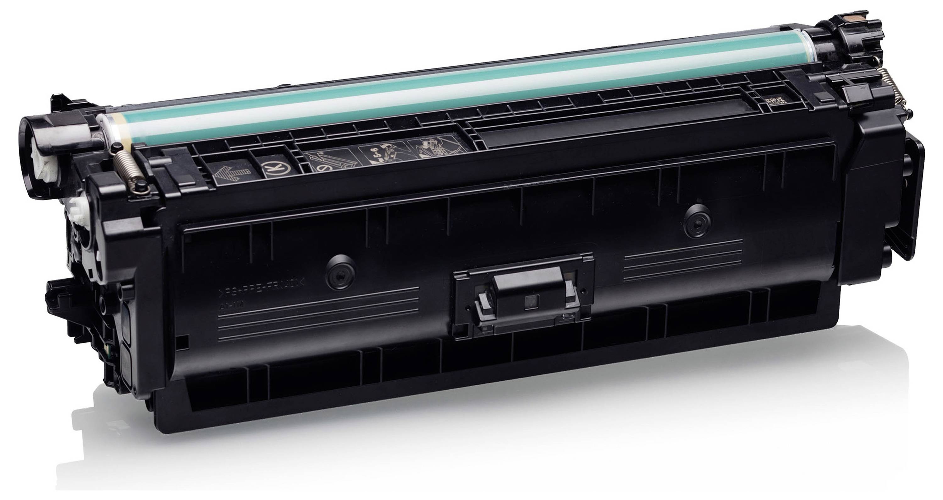 Cartouche de toner noir avec tambour d'imagerie cyan, présenté en isolation sur fond blanc.