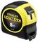 L'image montre un mètre ruban jaune et noir de la marque 'Stanley Fatmax', déplié sur une longueur de 8 mètres.
