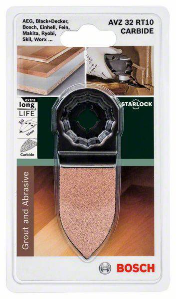 Lame de scie Bosch AVZ 32 RT10 pour joints et ponçage. Compatible avec des marques telles que AEG, Makita, Skil. Longue durée de vie.