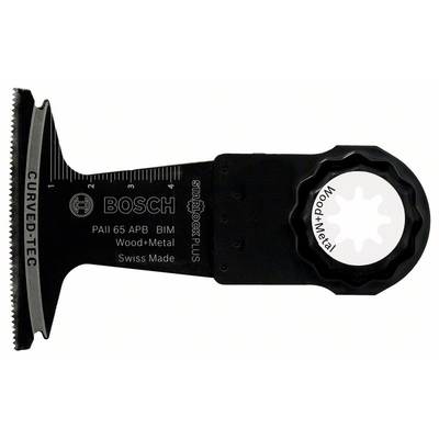 Lame de scie Bosch pour outil multifonction, 'PAII 65 APB BIM', adaptée au bois et au métal, avec échelle, lame incurvée pour des coupes précises.
