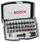 Un ensemble de forets Bosch avec différents embouts de forage dans un coffret ouvert.