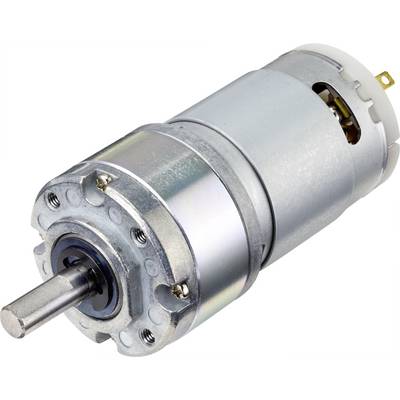 Un moteur électrique cylindrique avec boîtier métallique et arbre visible, couramment utilisé dans des applications mécaniques et électroniques.