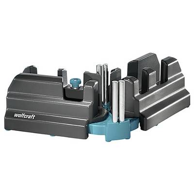 Onglet de coupe en métal et plastique pour guider les coupes de scie à différents angles, nom de marque sur le côté.