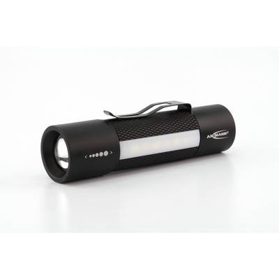 Lampe de poche portable noir avec clip et LEDs, conçue pour la mobilité et un éclairage polyvalent.