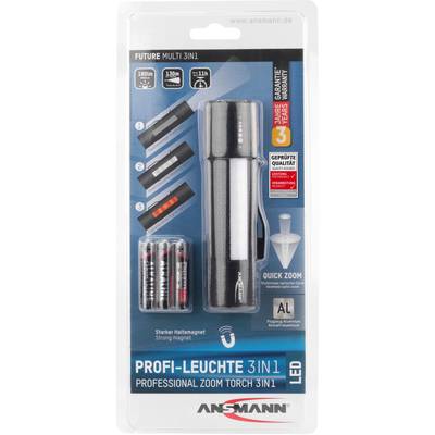 Lampe torche LED 3 en 1 'Future Multi' en emballage. Comprend également des piles. Caractéristiques : aimant puissant, mise au point coulissante, garantie de 3 ans.
