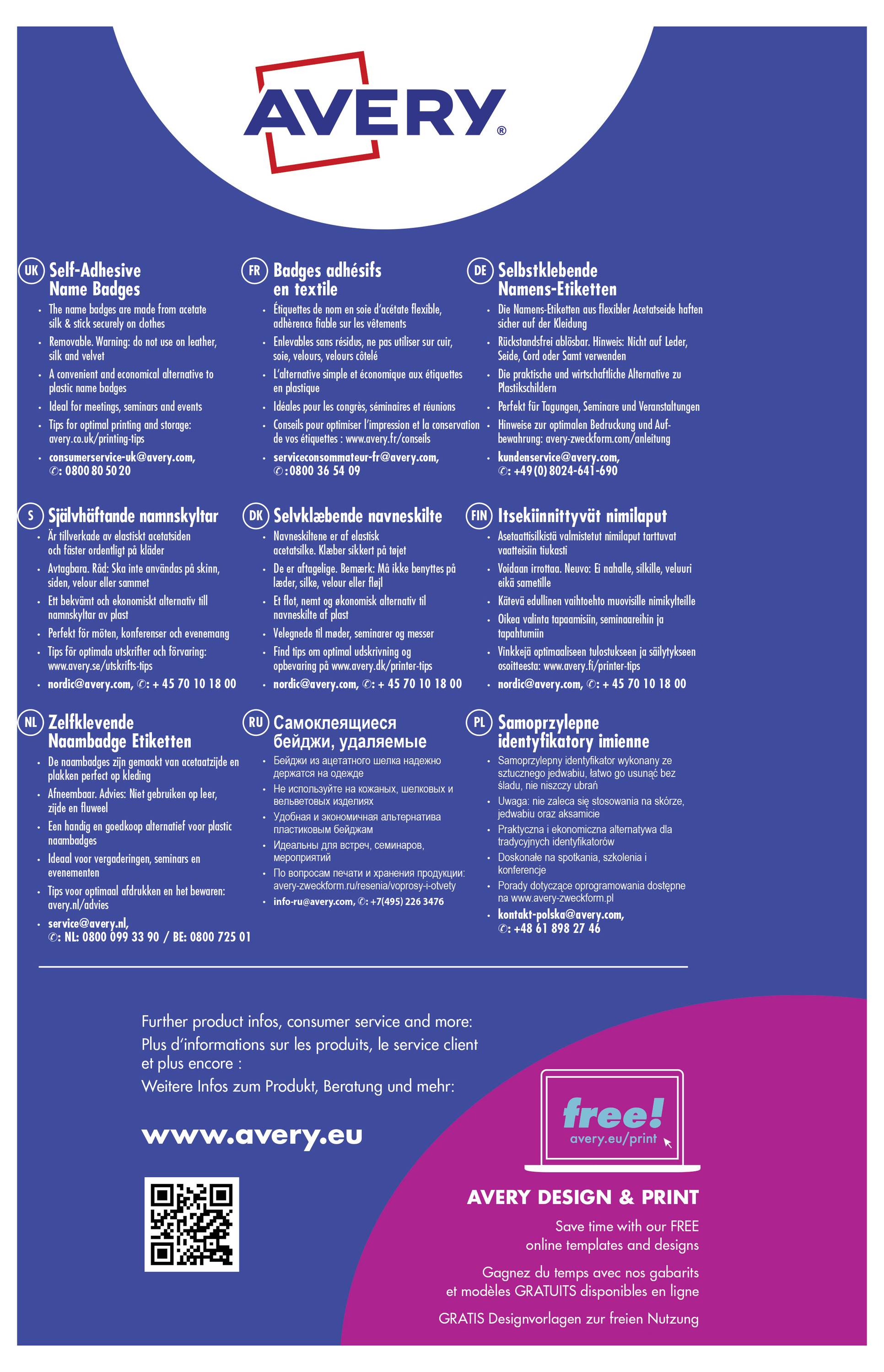 Panneau indicatif avec logos et instructions dans plusieurs langues concernant l'utilisation d'étiquettes autocollantes nominatives. Contient les coordonnées de contact.