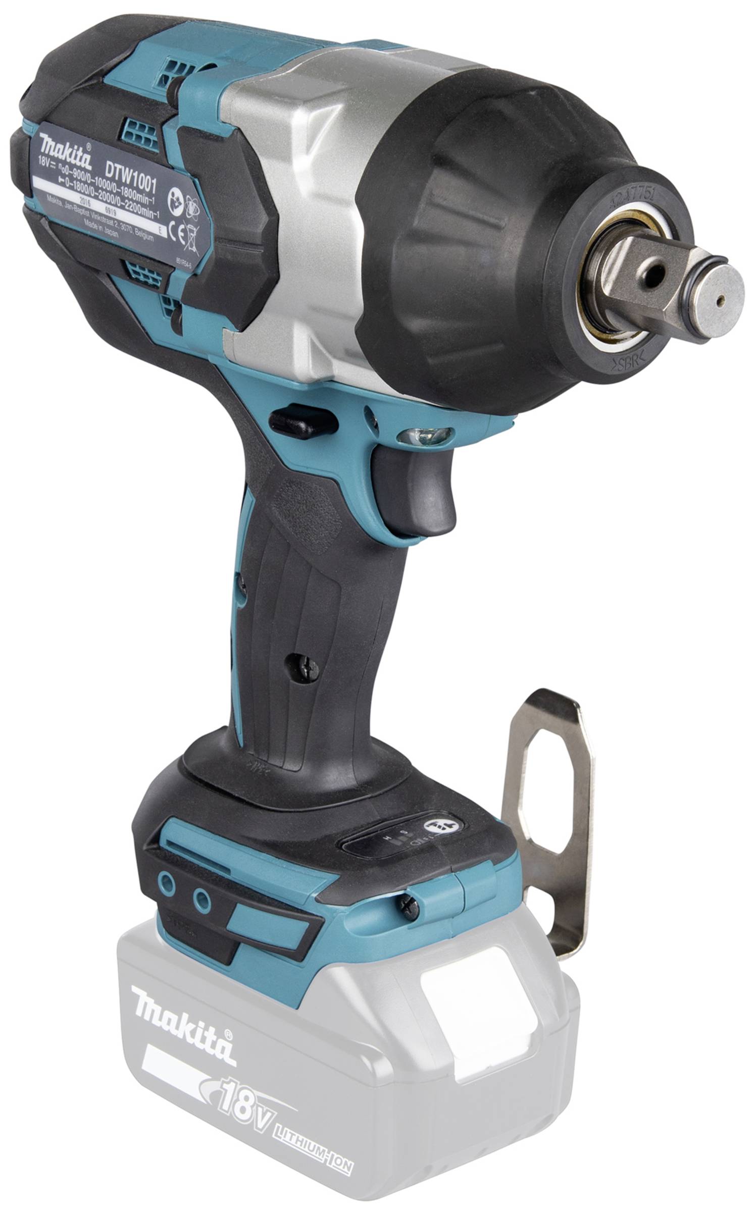 Visseuse à percussion sans fil bleu-noir avec poignée ergonomique, transmission métallique et batterie 18V, idéale pour les travaux de construction et de réparation.