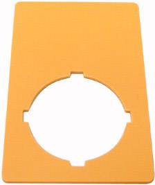 Une plaque rectangulaire orange avec une découpe circulaire centrale de grande taille.