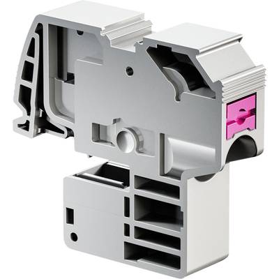 Couvercle de borne gris argent avec détail rose, conçu pour couvrir en toute sécurité les connexions électriques dans les tableaux de distribution.