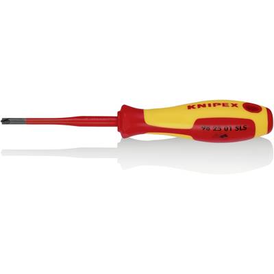 Tournevis à poignée jaune et rouge, portant l'inscription 'KNIPEX', adapté pour les vis à fente, isolé pour les travaux électriques.