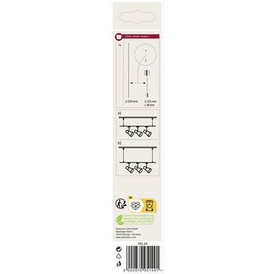 Dos de l'emballage d'une lampe économique avec instructions d'installation. Présente les dimensions, les instructions de montage et les informations de recyclage.