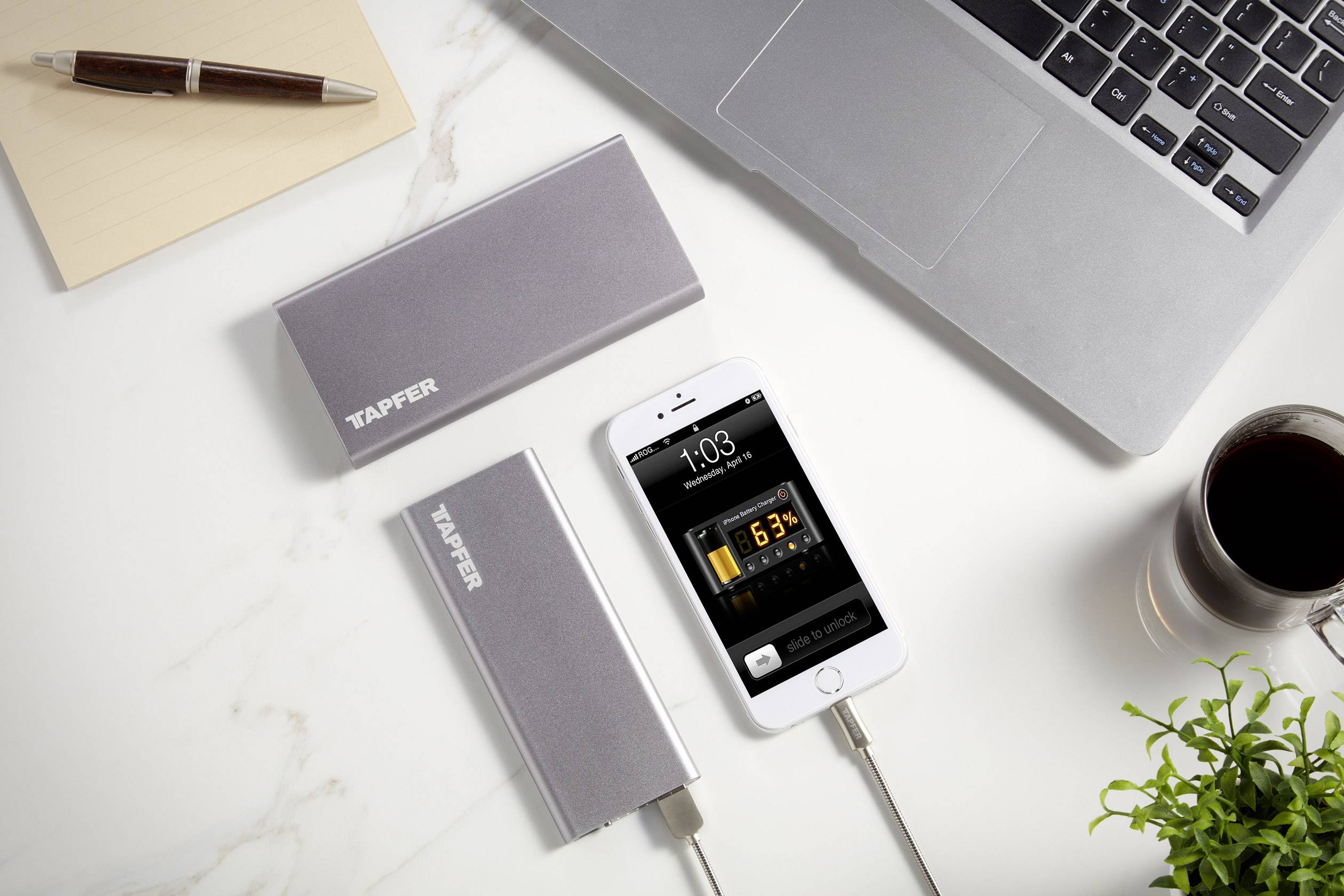 Tapfer TSP-5000 S Powerbank (batterie supplémentaire) 5000 mAh LiPo aluminium (métallisé)-3