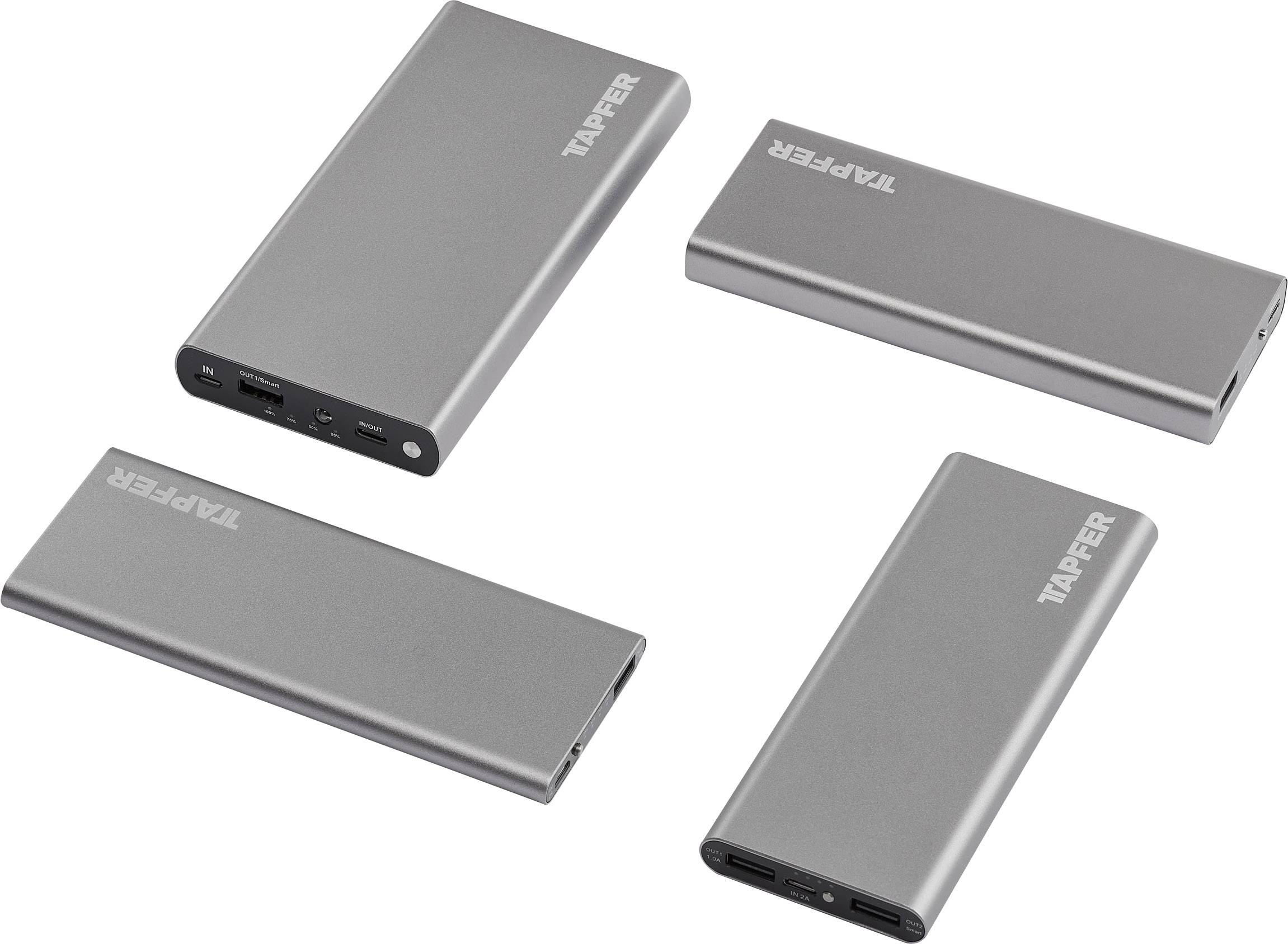 Tapfer TSP-5000 S Powerbank (batterie supplémentaire) 5000 mAh LiPo aluminium (métallisé)-5
