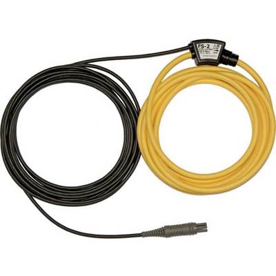 Un câble noir et un câble jaune en spirale, connectés à droite à un adaptateur étiqueté. Connexion technique de câbles.