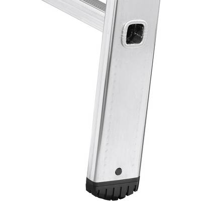 Partie inférieure d'un montant de support en aluminium avec un embout en caoutchouc noir assurant stabilité et protection contre le glissement.
