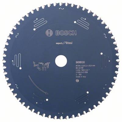 Lame de scie avec logo Bosch et spécification technique : 295x25,4 mm, 60 dents. Expert pour l'acier, fabriqué en Italie.