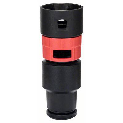 Un adaptateur noir et rouge avec des ouvertures rondes et rectangulaires, probablement destiné à des techniques de connexion pour des applications industrielles.
