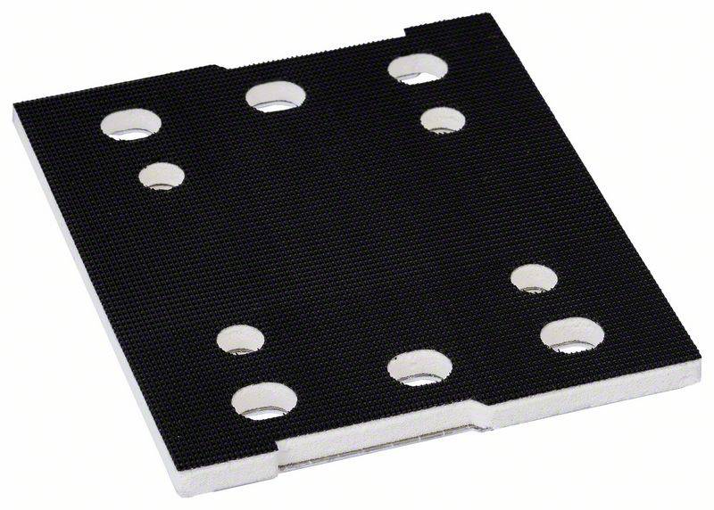 Plaque noire rectangulaire avec neuf trous ronds, répartis de manière uniforme. La plaque présente une surface texturée.