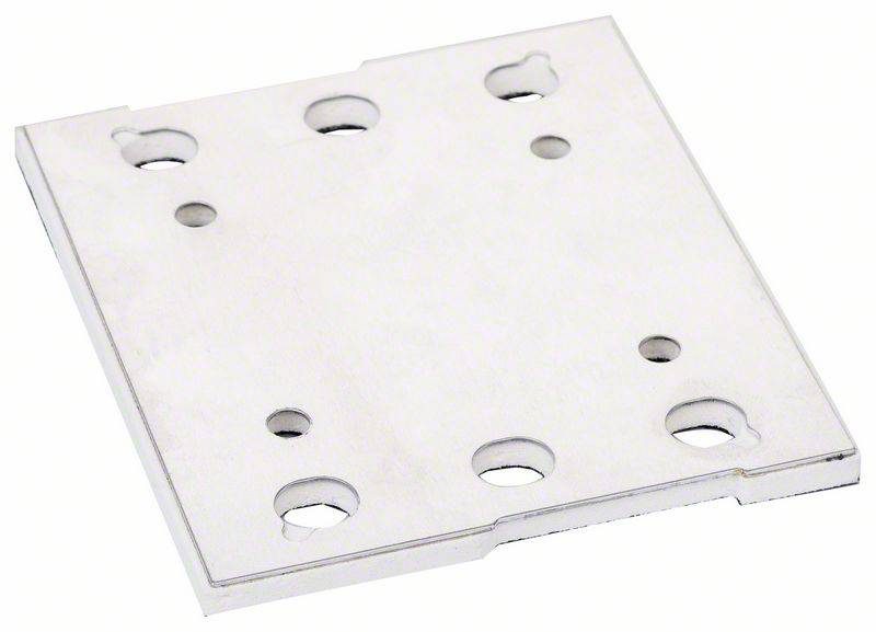 Une plaque métallique rectangulaire percée de plusieurs trous circulaires répartis de manière uniforme. Elle sert d'élément de fixation.