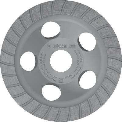 Un disque de meulage diamanté gris Bosch avec plusieurs trous et bord strié, conçu pour une utilisation professionnelle en technique de meulage.