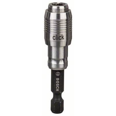 Adaptateur métallique pour embout avec inscription 'click' et logo Bosch, adapté aux perceuses et tournevis.