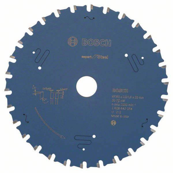 Bosch Accessories Expert for Steel 2608643054 Lame de scie circulaire 160 x 20 x 1.6 mm Nombre de dents: 60 1 pc(s)