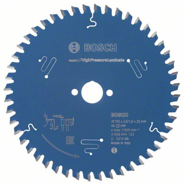 Bosch Accessories Expert for High Pressure Laminate 2608644133 Lame de scie circulaire 165 x 20 x 1.6 mm Nombre de dents: 48 1 pc(s)