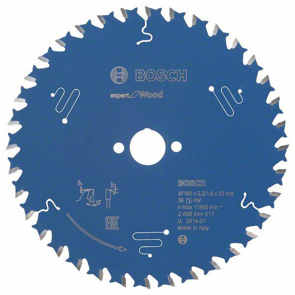 Bosch Accessories Expert for Wood 2608644017 Lame de scie circulaire 160 x 20 x 1.6 mm Nombre de dents: 36 1 pc(s)