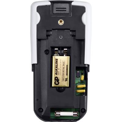 Télécommande sans couvercle montrant la pile 'GP ALKALINE' insérée et les composants électroniques.