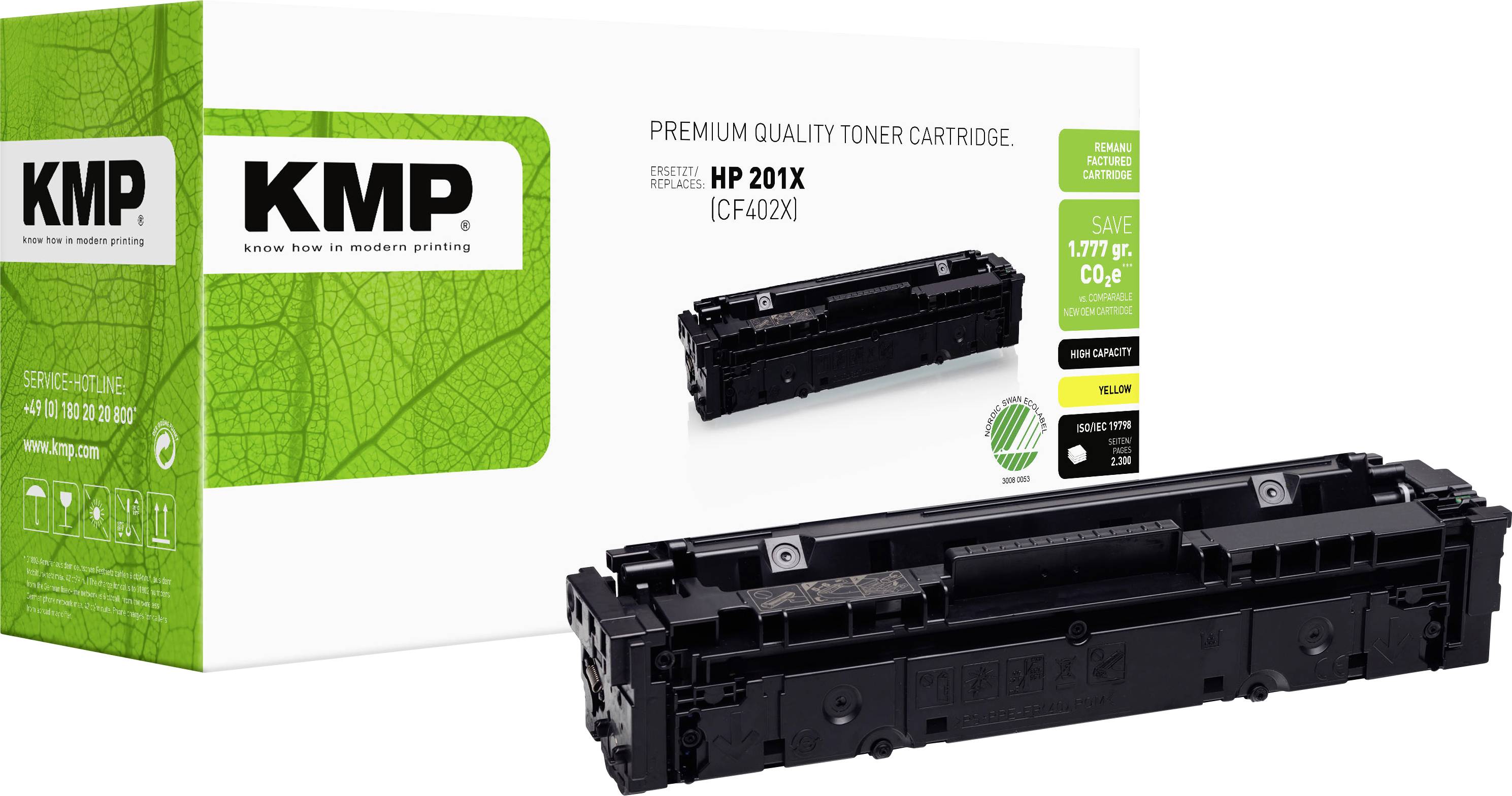 KMP Toner remplace HP 201X, CF402X compatible jaune 2300 pages H-T215YX 2536,3009