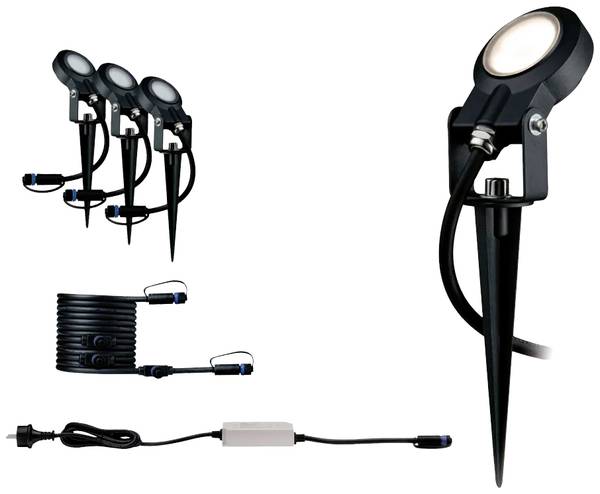 Paulmann Sting 93696 Système d'éclairage Plug&Shine kit de démarrage pour projecteur de jardin à LED jeu de 3 LED 18 W blanc chaud anthracite