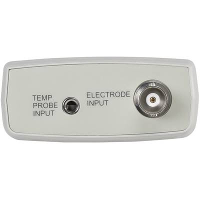 Un appareil avec des connexions : à gauche 'ENTRÉE SONDE DE TEMPÉRATURE' pour le capteur de température et à droite 'ENTRÉE ÉLECTRODE' pour l'électrode.