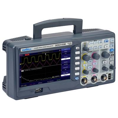 Un oscilloscope numérique à mémoire avec plusieurs boutons rotatifs, des touches et un écran affichant deux tracés de signaux.