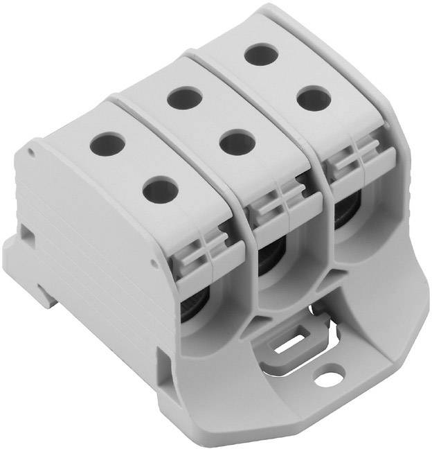 Barrette de connexion électrique grise à trois pôles pour la fixation sécurisée des fils dans les appareils électroniques.
