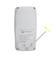 Dos de l'appareil avec informations sur le produit : Modèle HO 1K, Tension nominale 4,2 V, Capacité 4800 mAh, Fabricant Sauter. Flèche pointant vers le côté de l'appareil.