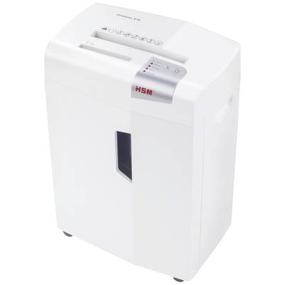 Un destructeur de documents blanc avec l'inscription 'HSM shredstar X15'. Il dispose d'un panneau de commande avec des touches et des voyants LED sur le dessus.