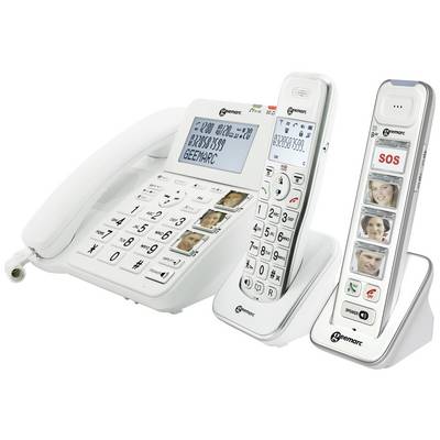 Trois téléphones avec touches larges et touches de numérotation rapide photo ; l'un d'entre eux dispose d'un grand écran pour une lisibilité facile. Idéal pour les seniors.