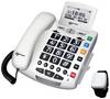 Geemarc Pack SERENTIES Téléphone filaire pour séniors bracelet détecteur de chute écran éclairé blanc